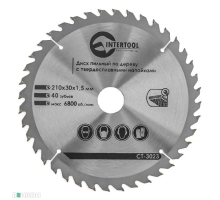 Диск пильний по дереву 210 х 30мм х 40Т INTERTOOL CT-3023