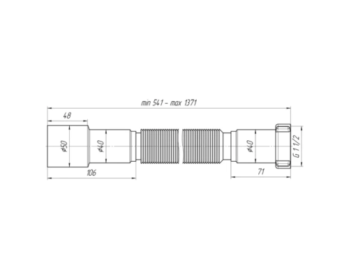 Гофра 1 1/2"х 40/50 мм 571-1371 мм ANIplast K116EU Гофра 1 1/2"х 40/50 мм 571-1371 мм ANIplast K116EU